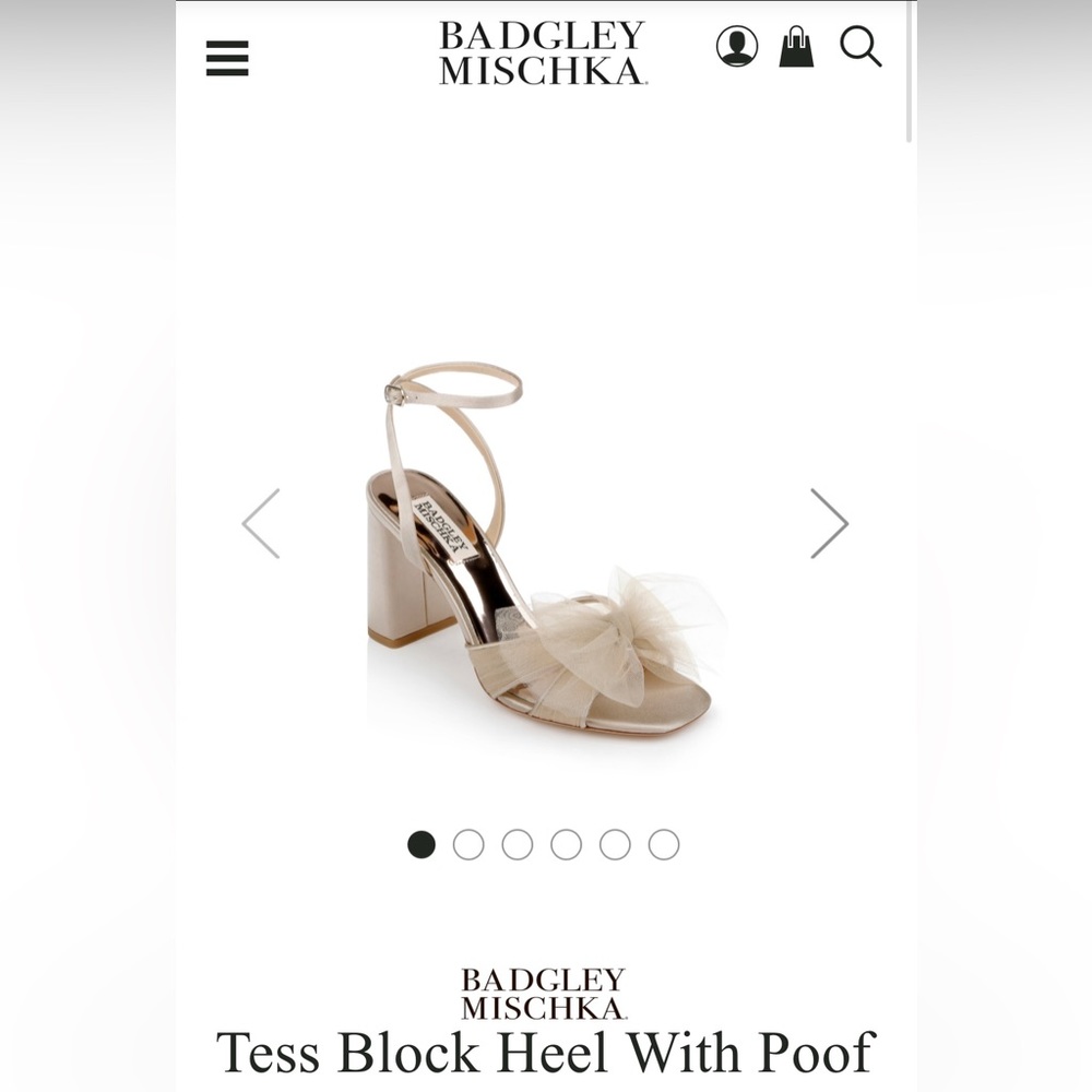 Badgley Mischka Tess Block Heel with Poof -Ivory - Size 9